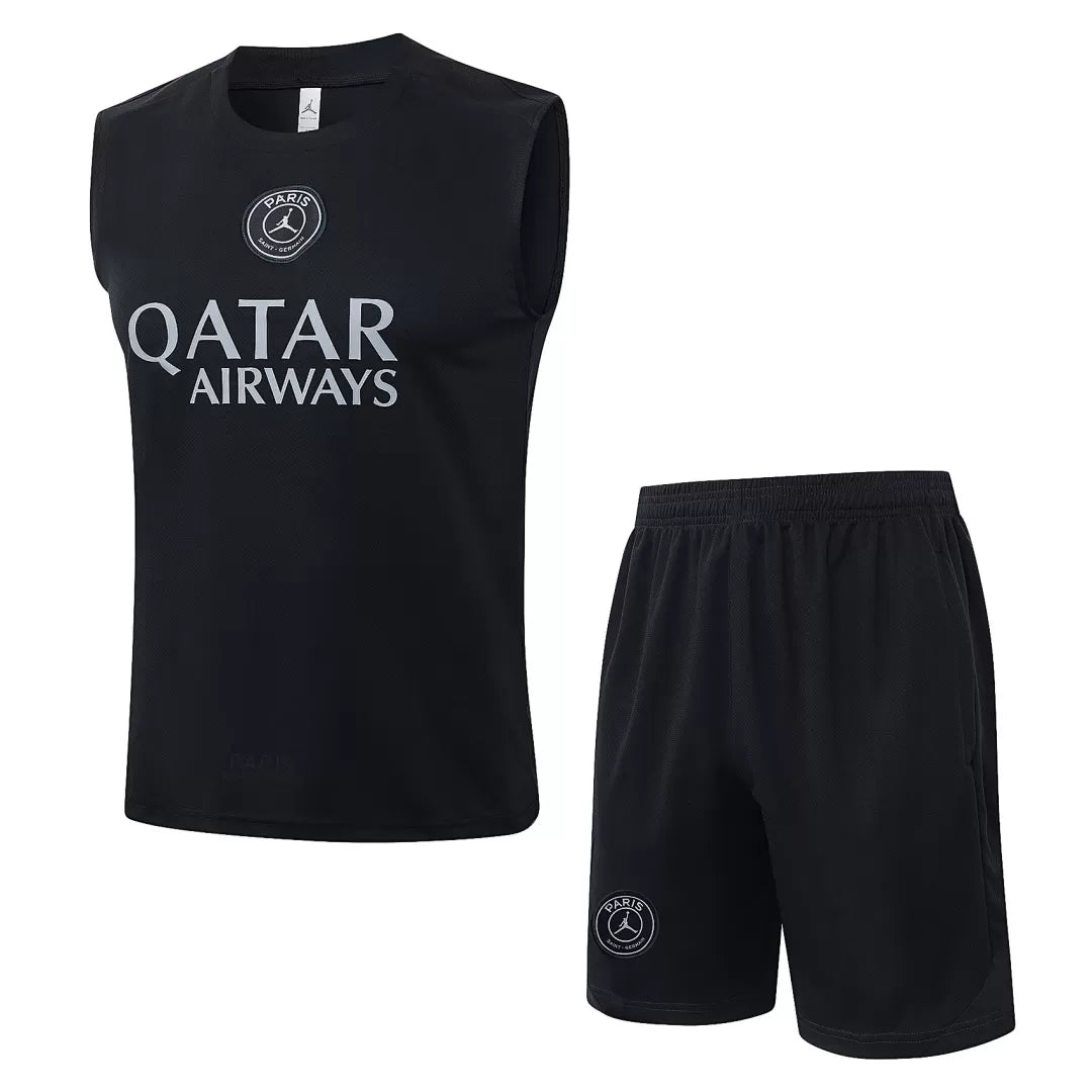 Completino Canottiera PSG 2025/26 Uomo Nero | Kit Allenamento