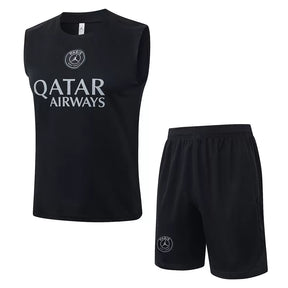 Completino Canottiera PSG 2025/26 Uomo Nero | Kit Allenamento