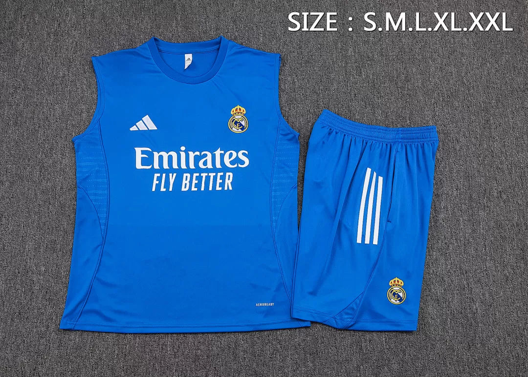 Completino Canottiera Real Madrid 25/26 Uomo Azzurro | Kit Allenamento