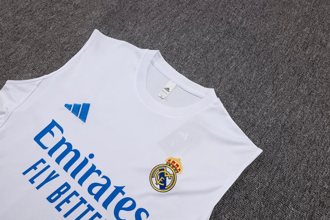 Completino Canottiera Real Madrid 25/26 Uomo Bianco Azzurro | Kit Allenamento