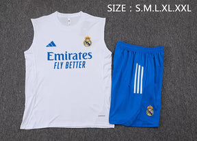 Completino Canottiera Real Madrid 25/26 Uomo Bianco Azzurro | Kit Allenamento
