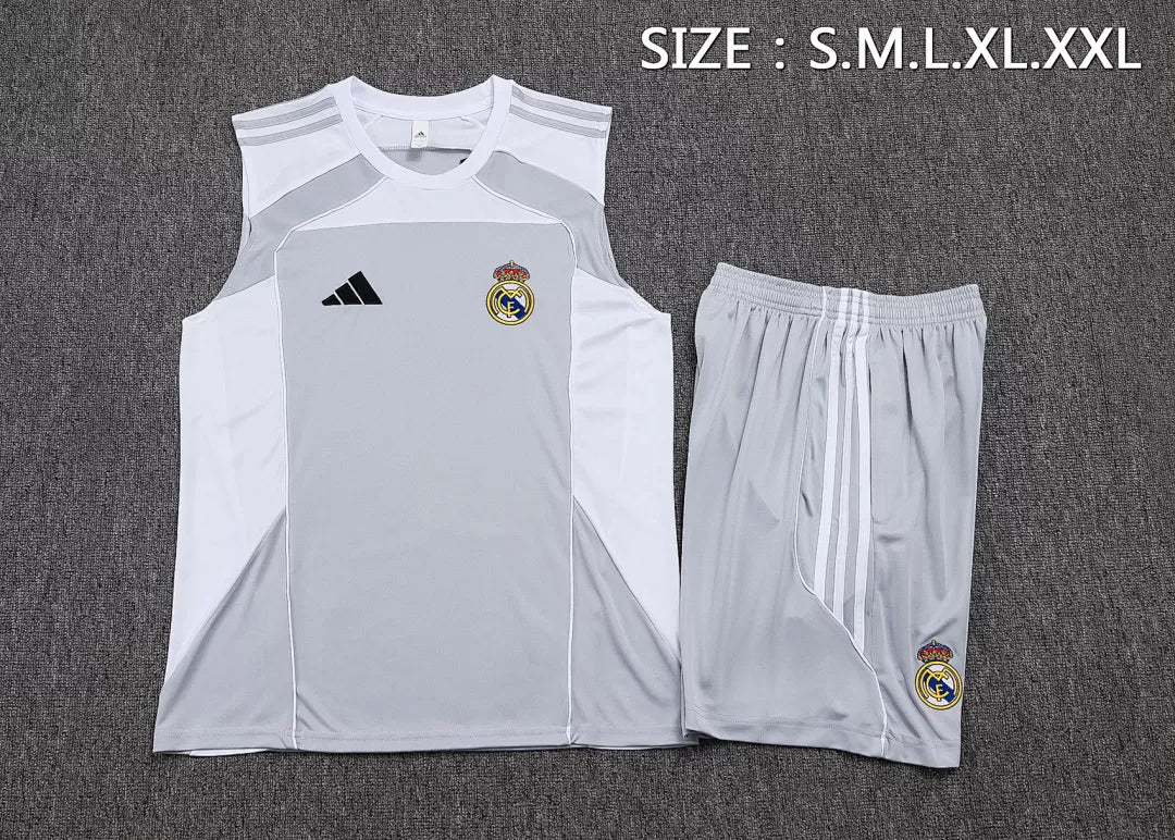 Completino Canottiera Real Madrid 25/26 Uomo Grigio | Kit Allenamento