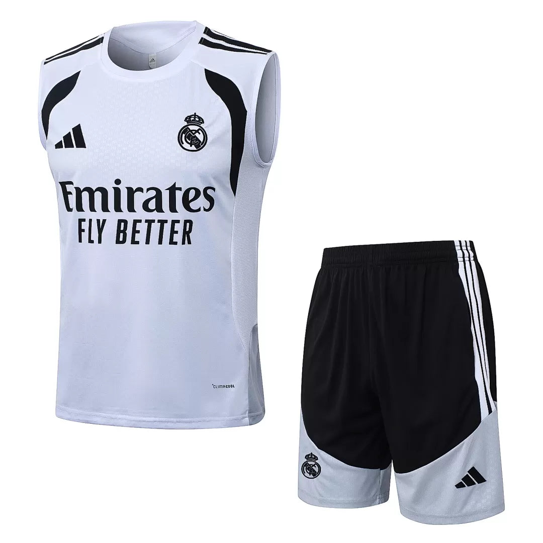 Completino Canottiera Real Madrid 26/27 Uomo Bianco | Kit Allenamento