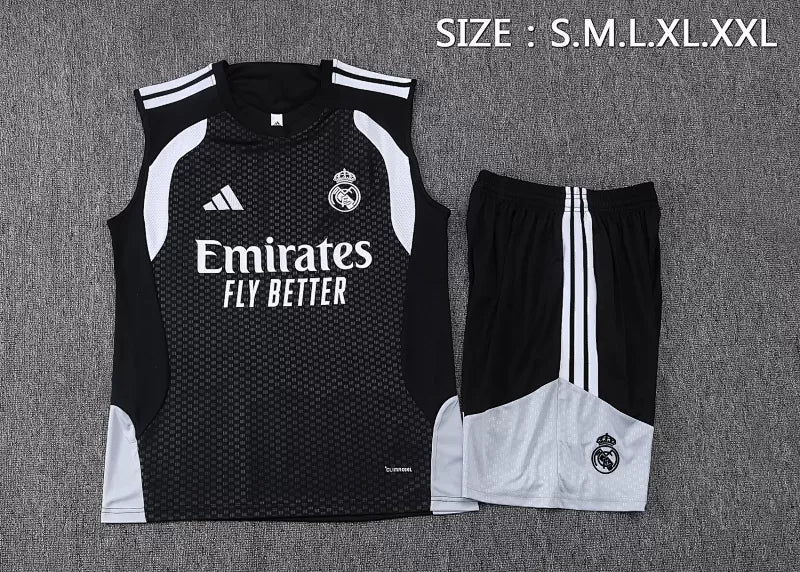 Completino Canottiera Real Madrid 26/27 Uomo Nero | Kit Allenamento
