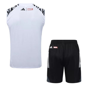 Completino Canottiera Real Madrid x Marvel 2025/26 Uomo Bianco | Kit Allenamento