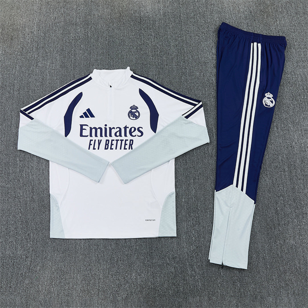 Tuta Real Madrid Bianco/Blu Half-Zip 26/27 Uomo | Tuta da Calcio