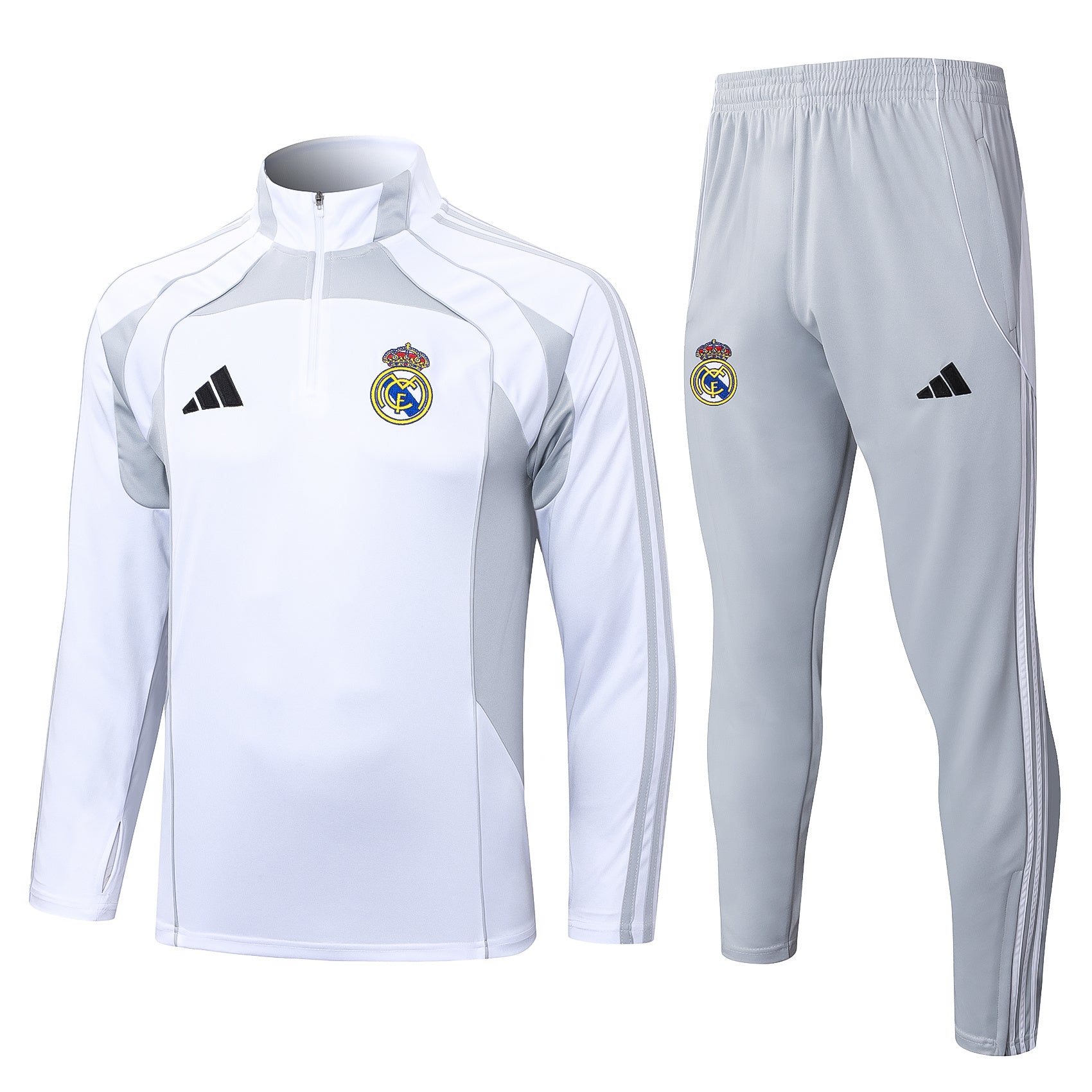 Real Madrid White/Gray Tracksuit Half-Zip 25/26