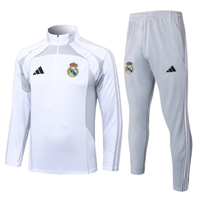 Real Madrid White/Gray Tracksuit Half-Zip 25/26