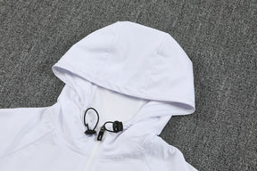 Paris Tech Fleece Hoodie White/Dark Blue