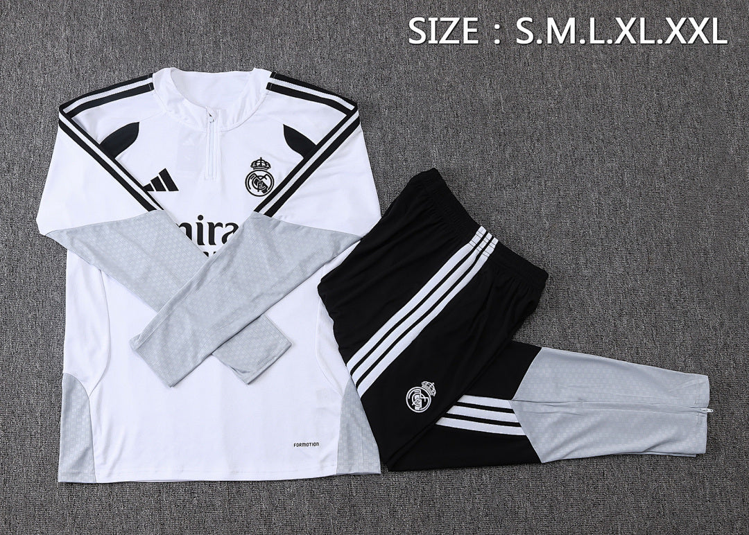 Tuta Real Madrid Bianco/Nero Half-Zip 26/27 Uomo | Tuta da Calcio