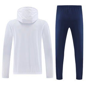 Paris Tech Fleece Hoodie White/Dark Blue