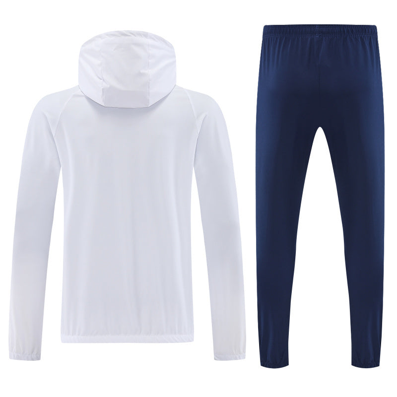 Paris Tech Fleece Hoodie White/Dark Blue