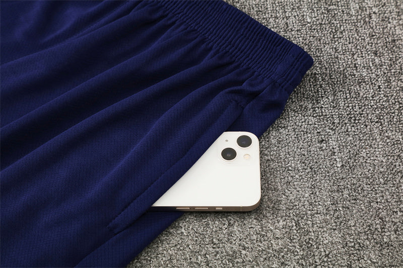 Tenue maillot + short Barcelone bleu foncé/orange 25/26