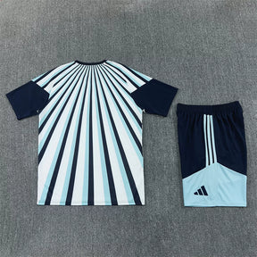 Completino Manica Corta Argentina Allenamento 2026 Blu Navy Uomo con strisce radianti e stemma AFA dorato Kit Allenamento