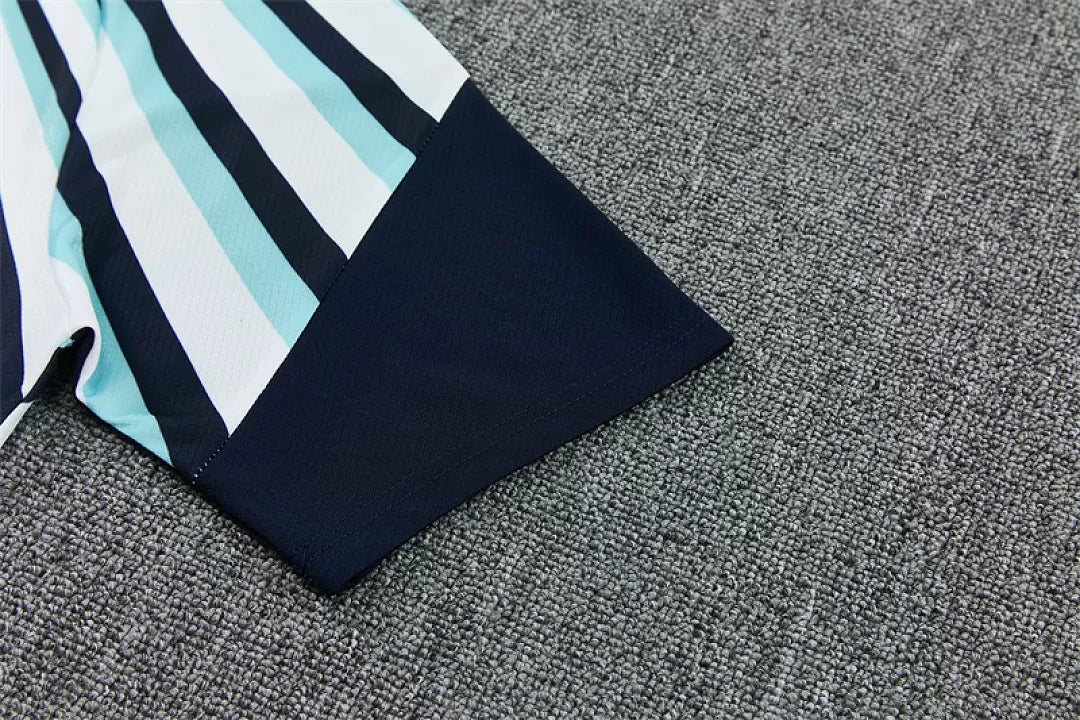 Completino Manica Corta Argentina Allenamento 2026 Blu Navy Uomo con strisce radianti e stemma AFA dorato Kit Allenamento