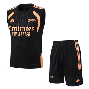 Completino Canottiera Arsenal 26/27 Uomo Nero con dettagli Arancione | Kit Allenamento
