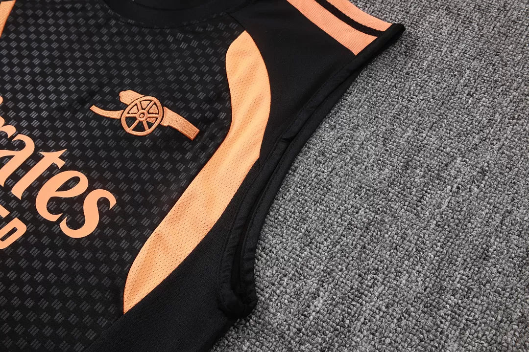 Completino Canottiera Arsenal 26/27 Uomo Nero con dettagli Arancione | Kit Allenamento