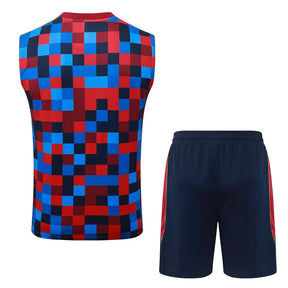 Completino Canottiera Barcelona 26/27 Uomo Rosso/Blu/Nero a Scacchi | Kit Allenamento