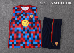 Completino Canottiera Barcelona 26/27 Uomo Rosso/Blu/Nero a Scacchi | Kit Allenamento