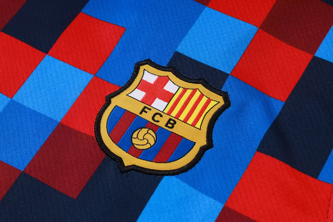 Completino Canottiera Barcelona 26/27 Uomo Rosso/Blu/Nero a Scacchi | Kit Allenamento