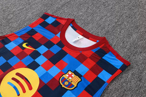 Completino Canottiera Barcelona 26/27 Uomo Rosso/Blu/Nero a Scacchi | Kit Allenamento