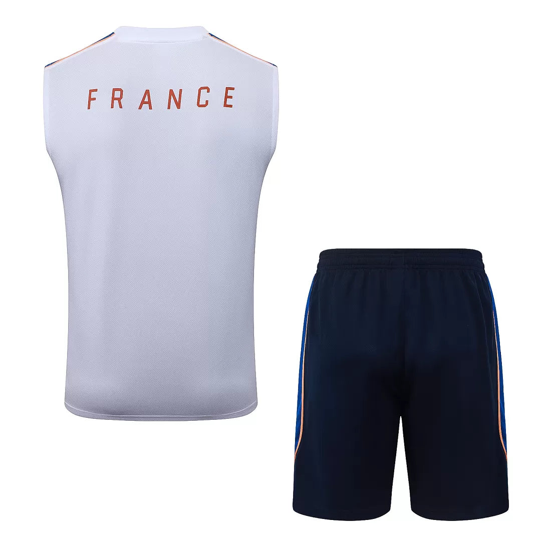 Completino Canottiera Francia 26/27 Uomo Bianco/Blu Navy | Kit Allenamento