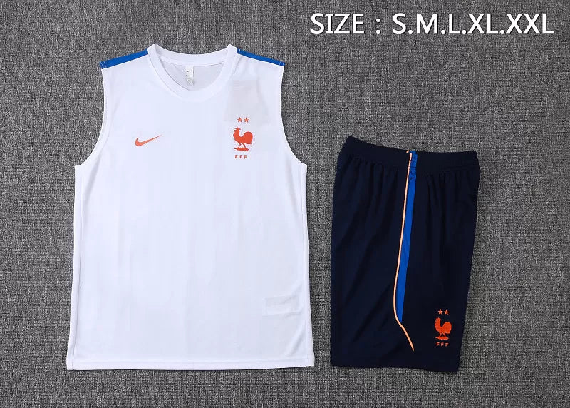 Completino Canottiera Francia 26/27 Uomo Bianco/Blu Navy | Kit Allenamento