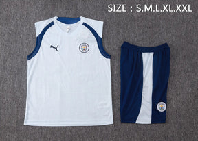 Completino Canottiera Manchester City 26/27 Uomo Bianco e Blu Navy | Kit Allenamento
