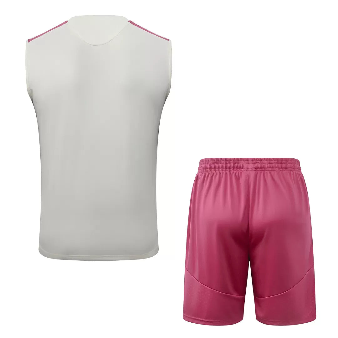 Completino Canottiera Real Madrid 26/27 Uomo Bianco e Rosa | Kit Allenamento