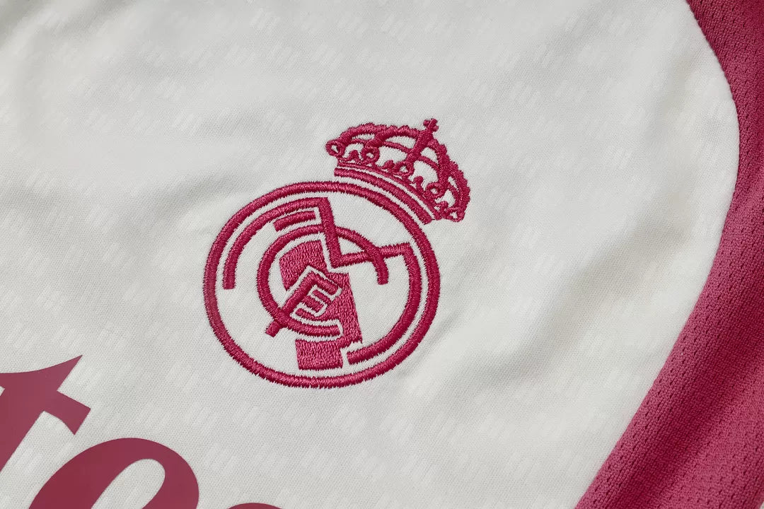 Completino Canottiera Real Madrid 26/27 Uomo Bianco e Rosa | Kit Allenamento