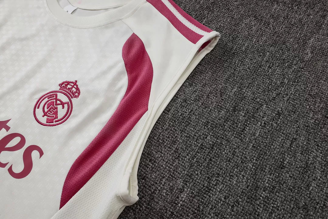 Completino Canottiera Real Madrid 26/27 Uomo Bianco e Rosa | Kit Allenamento