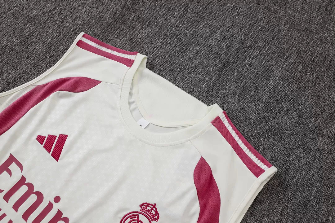 Completino Canottiera Real Madrid 26/27 Uomo Bianco e Rosa | Kit Allenamento