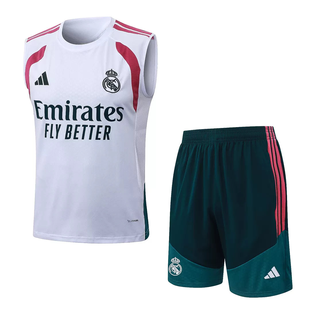 Completino Canottiera Real Madrid 26/27 Uomo Bianco e Verde | Kit Allenamento