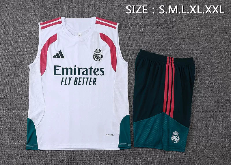 Completino Canottiera Real Madrid 26/27 Uomo Bianco e Verde | Kit Allenamento