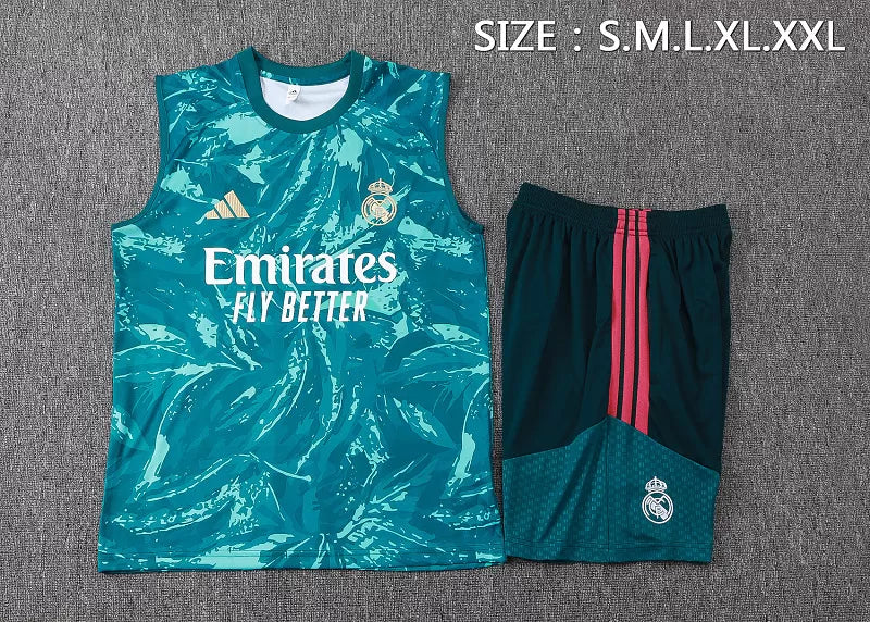 Completino Canottiera Real Madrid 26/27 Uomo Verde Acqua | Kit Allenamento