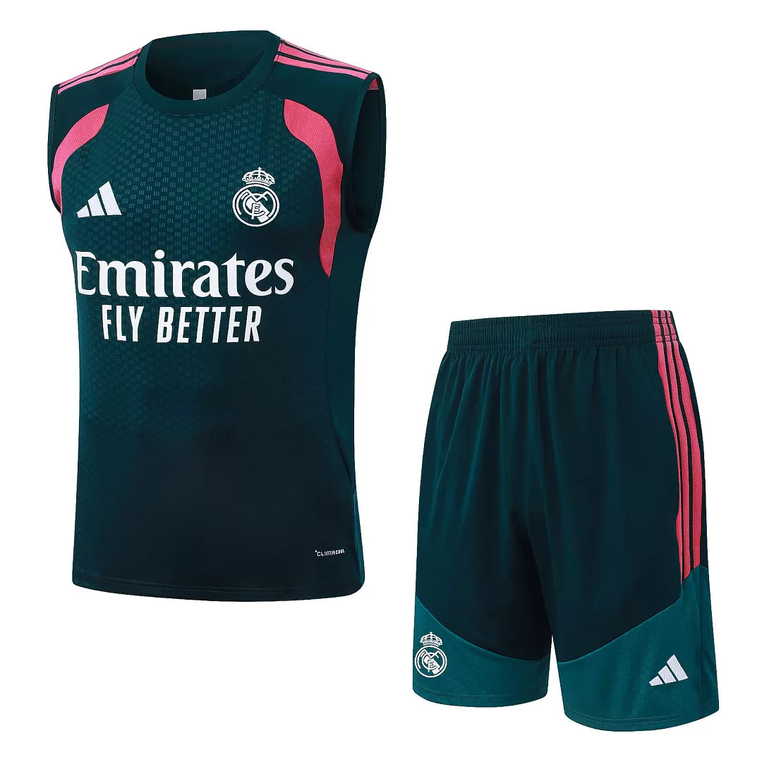 Completino Canottiera Real Madrid 26/27 Uomo Verde Petrolio | Kit Allenamento