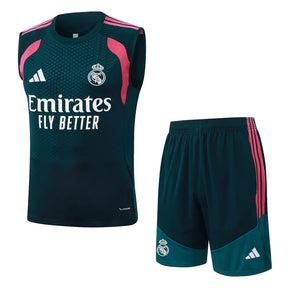 Completino Canottiera Real Madrid 26/27 Uomo Verde Petrolio | Kit Allenamento