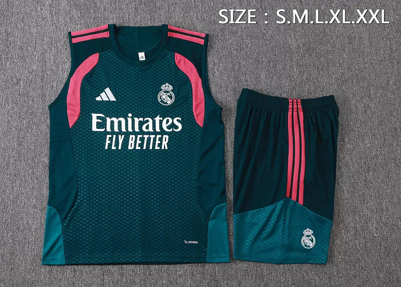 Completino Canottiera Real Madrid 26/27 Uomo Verde Petrolio | Kit Allenamento
