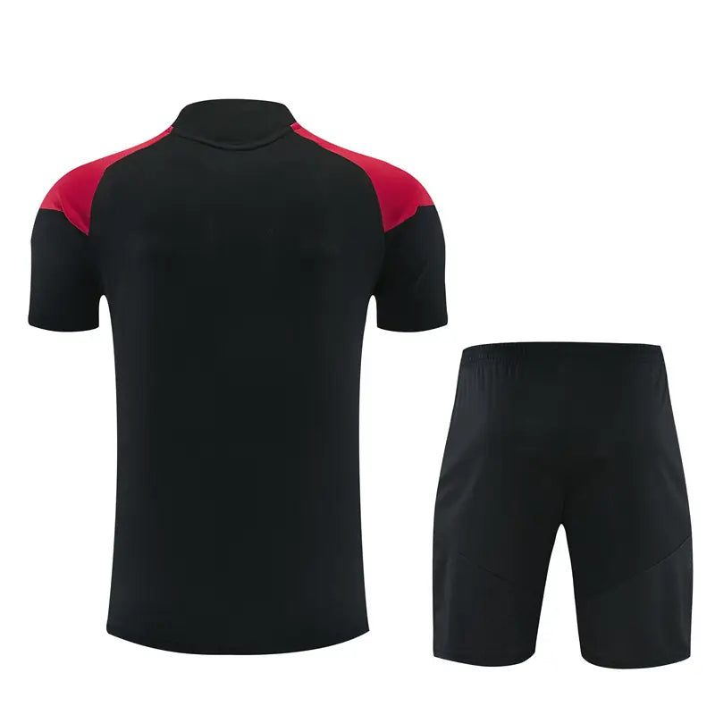 Completino Manica Corta Arsenal 26/27 Uomo Nero con inserti Fucsia | Kit Allenamento