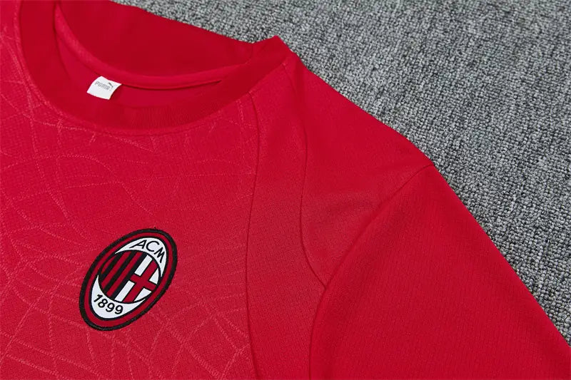 Completino Manica Corta Milan 26/27 Uomo Rosso e Nero | Kit Allenamento