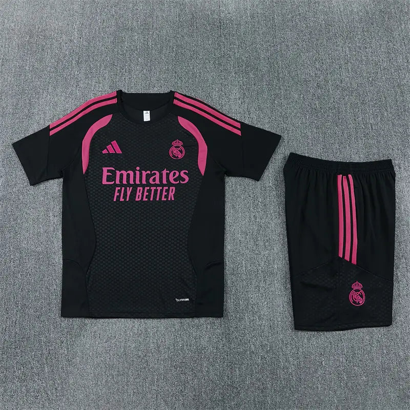 Completino Manica Corta Real Madrid 26/27 Uomo Nero | Kit Allenamento