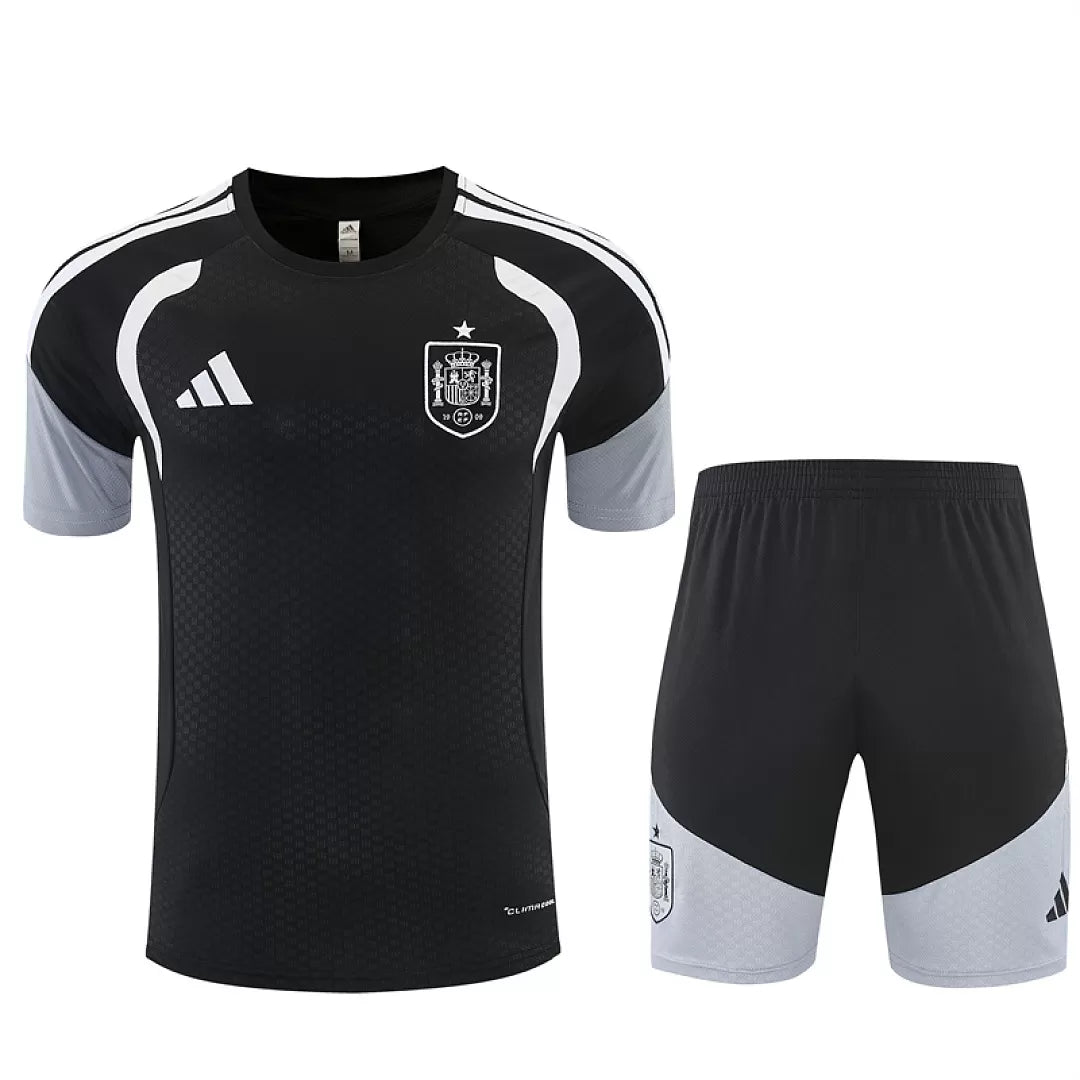 Completino Manica Corta Spagna 2026 Uomo Nero | Kit Allenamento