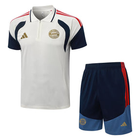 Completino Polo Bayern Munich 26/27 Uomo Bianco e Blu Navy | Kit Allenamento