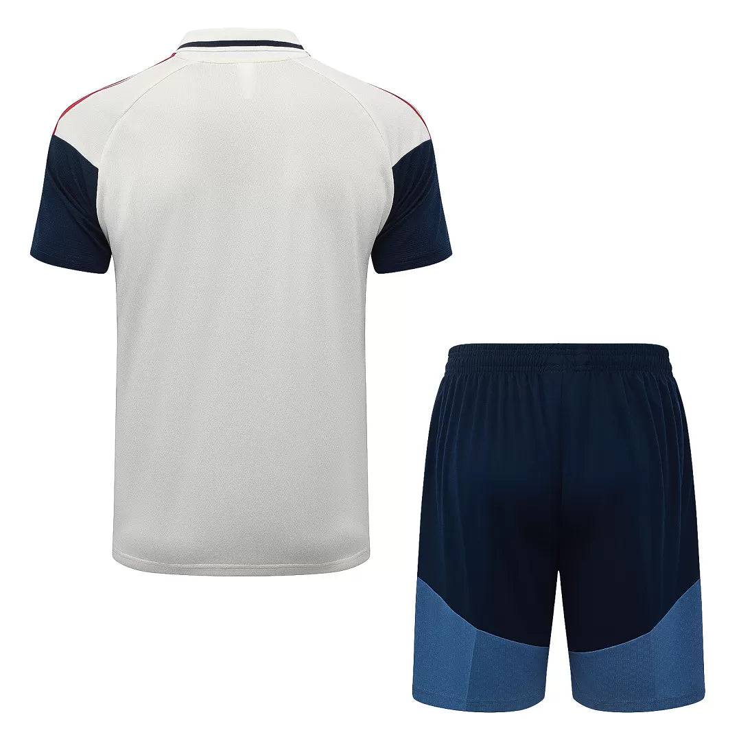 Completino Polo Bayern Munich 26/27 Uomo Bianco e Blu Navy | Kit Allenamento