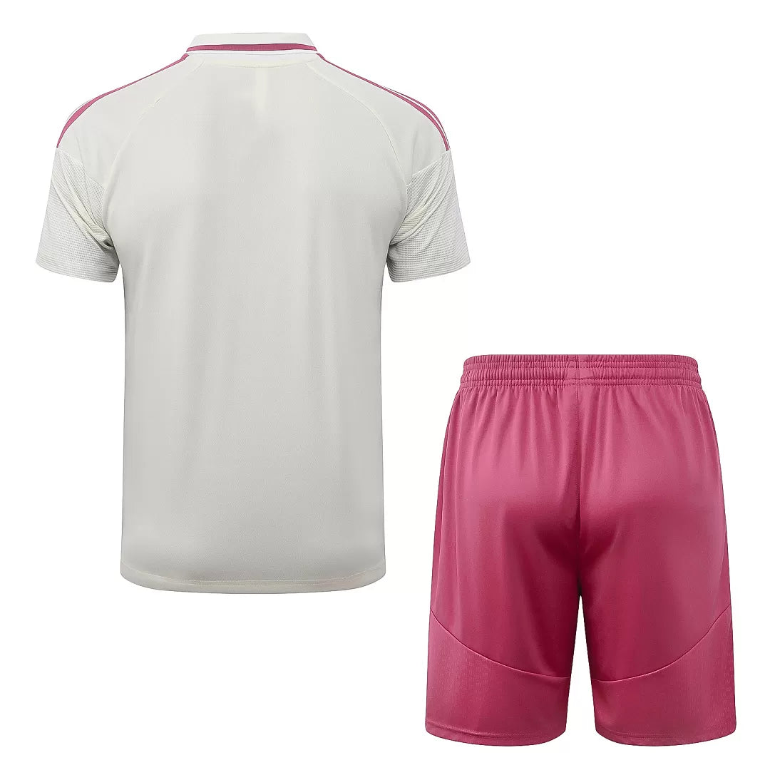 Completino Polo Real Madrid 26/27 Uomo Bianco e Rosa | Kit Allenamento