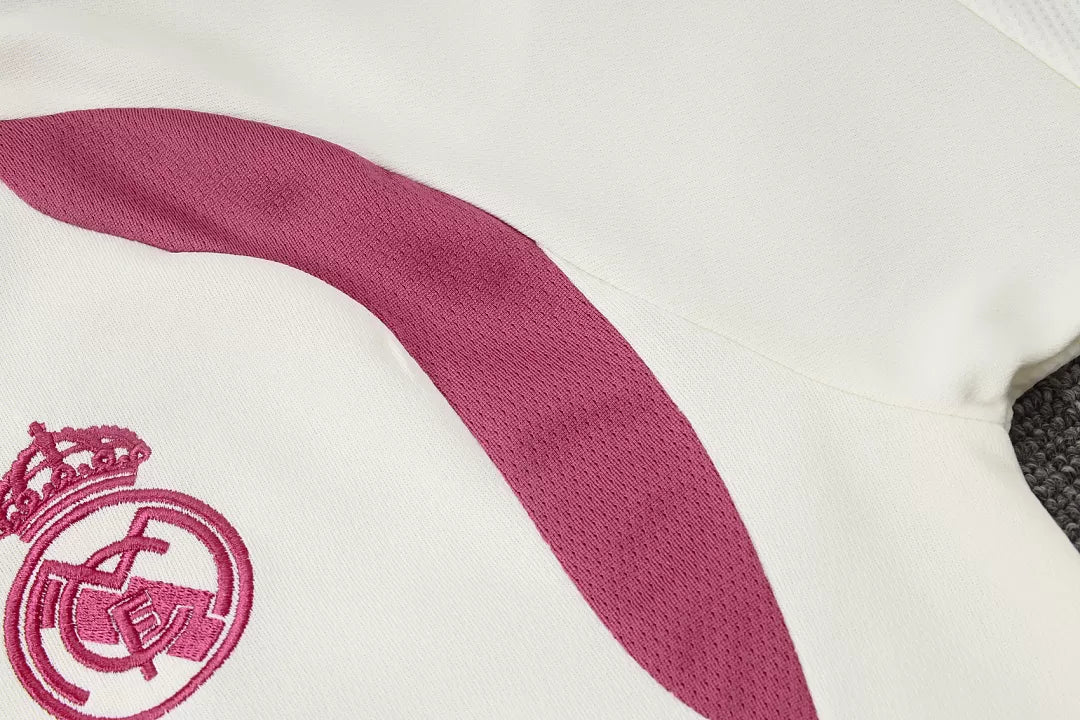 Completino Polo Real Madrid 26/27 Uomo Bianco e Rosa | Kit Allenamento