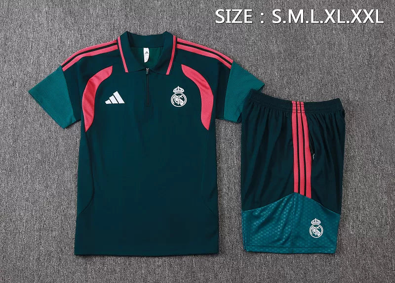 Completino Polo Real Madrid 26/27 Uomo Verde Petrolio | Kit Allenamento
