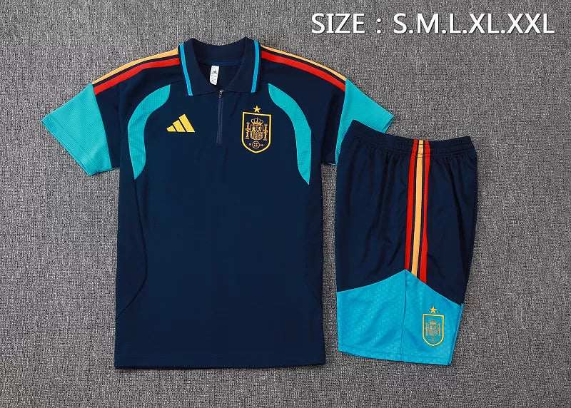 Completino Polo Spagna 2026 Uomo Blu Navy | Kit Allenamento
