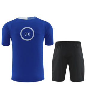 Tenue maillot + short Chelsea bleu/noir 25/26