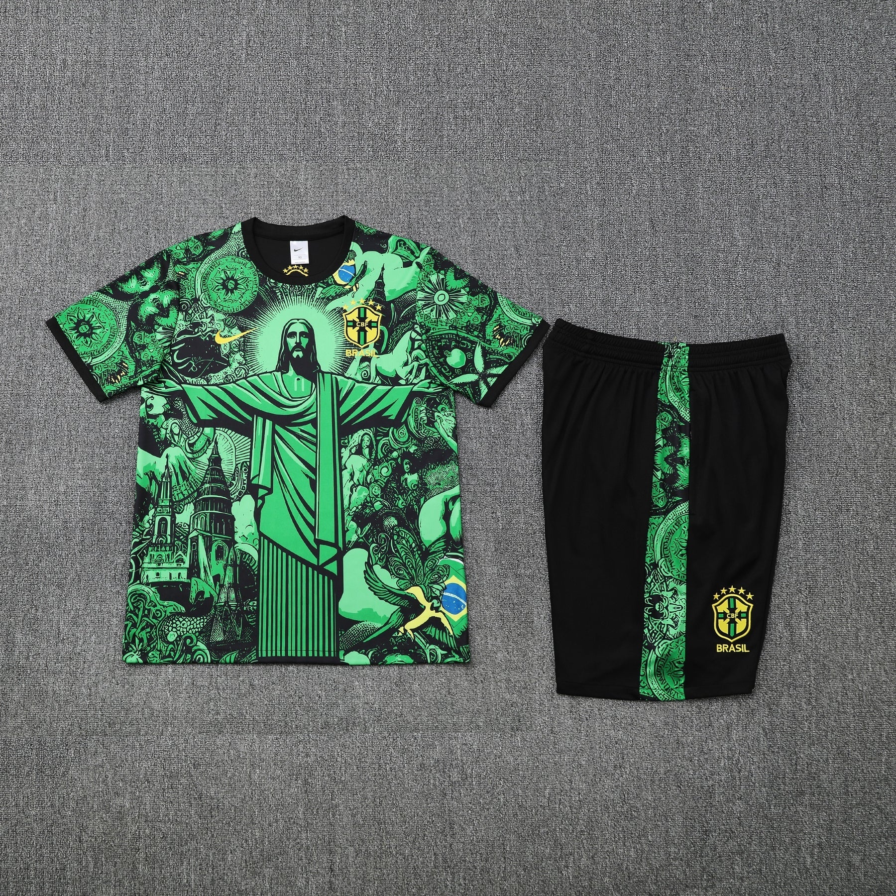 Kit Shirt + Shorts Brazil Christ the Redeemer Green Training 25/26